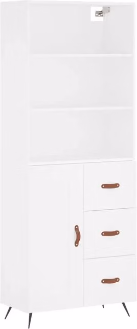 Credenza Buffet da pranzo Bianca in Legno Multistrato L: 69,5 cm, P: 34 cm, H: 180 cm