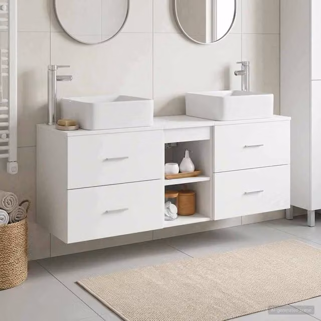 Set di Armadi da Bagno 3 pz Bianco 129 x 41 x 80 cm 3405819