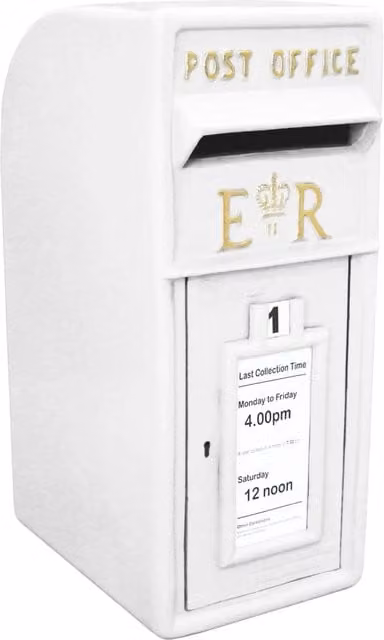 Cassetta postale da esterno in ghisa stile britannico MONSTER SHOP, modello a parete, colore bianco, H: 37,0 cm, L: 24,0 cm, P: 16,2 cm – 1