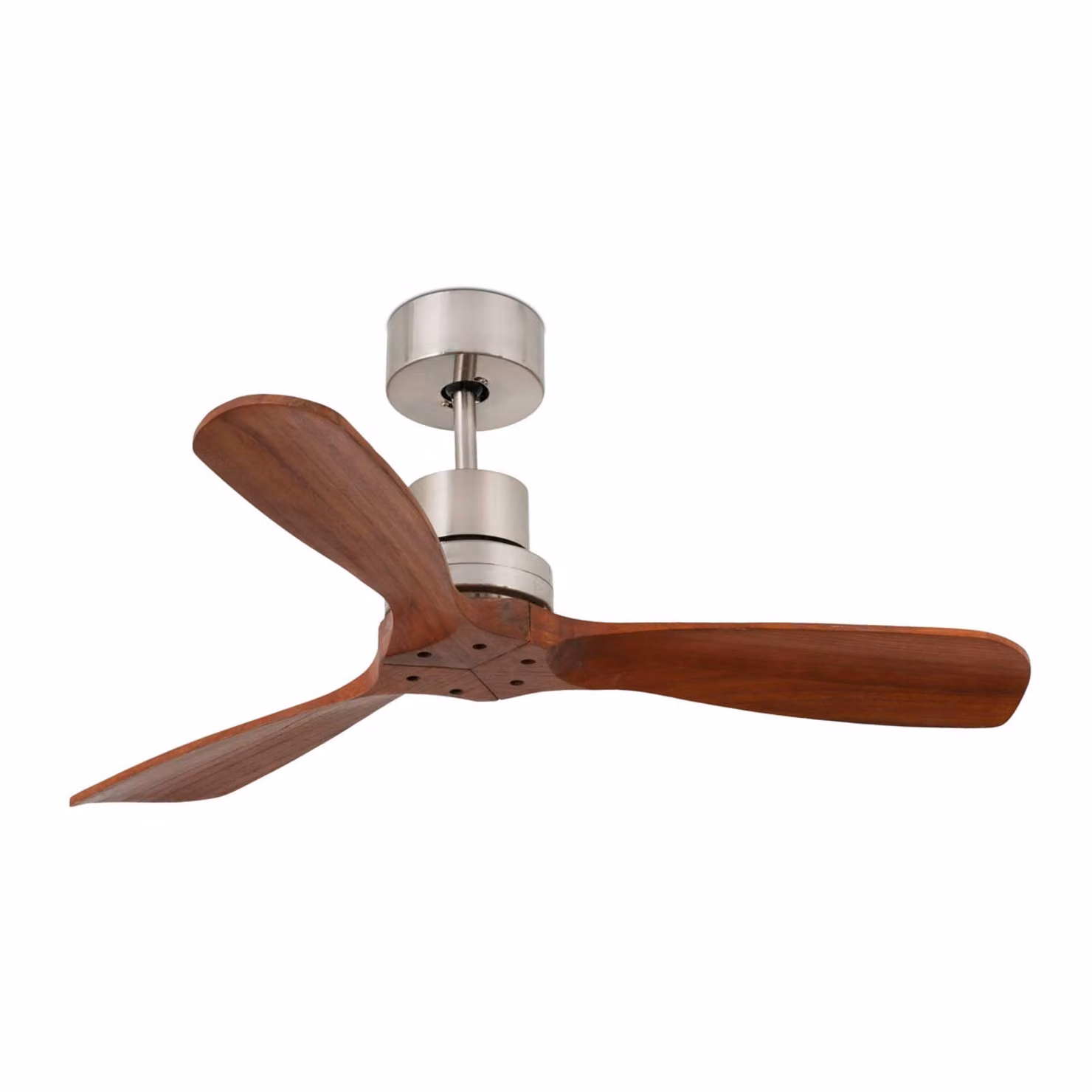 FARO BARCELONA Ventilatore da soffitto Mini Lantau, noce Lantau, Legno scuro, Soggiorno / Sala da pranzo, Legno, Moderno