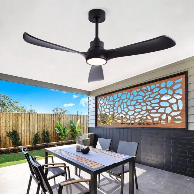Ventilatore da soffitto moderno nero con luce, telecomando e timer – 1