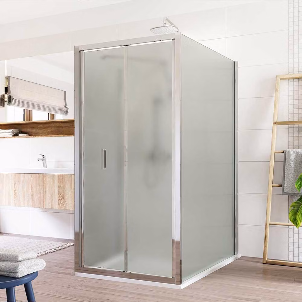 Cabina doccia Mereo, Lima, rettangolare a U, chiudibile, 80x90x80 cm, cromo ALU, vetro Point - CK87262K