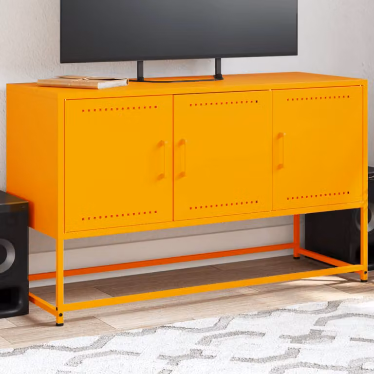 Mobile TV vidaXL in metallo giallo senape L 100,5 cm x P 39 cm x H 60,5 cm