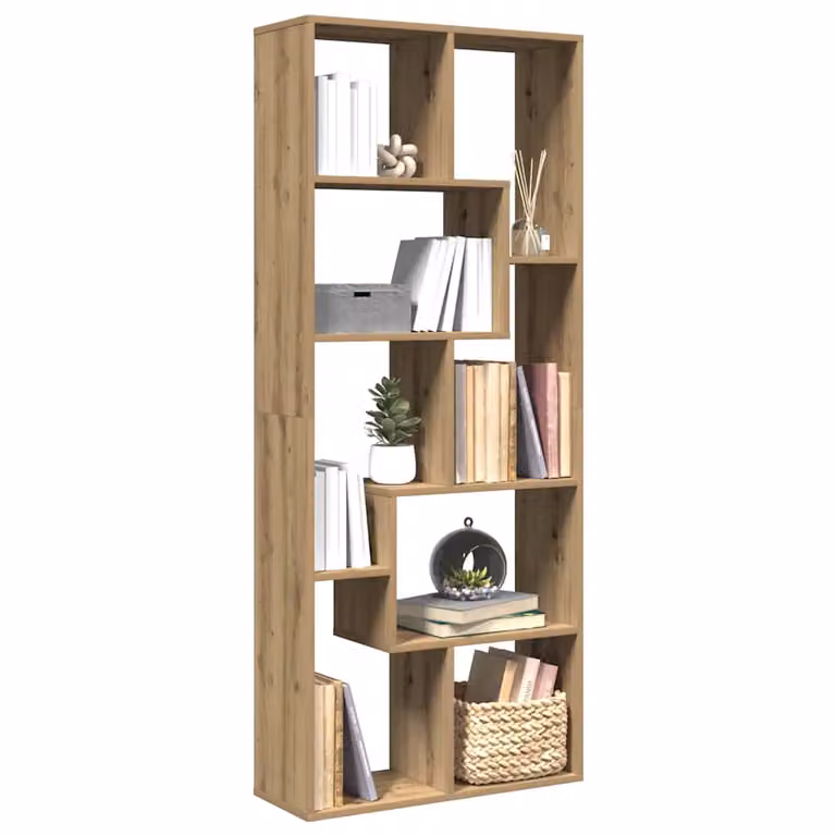 Libreria Divisorio vidaXL in Rovere e MDF, Design Moderno Geometrico, Marrone, L: 67 cm, P: 25 cm, H: 161,5 cm