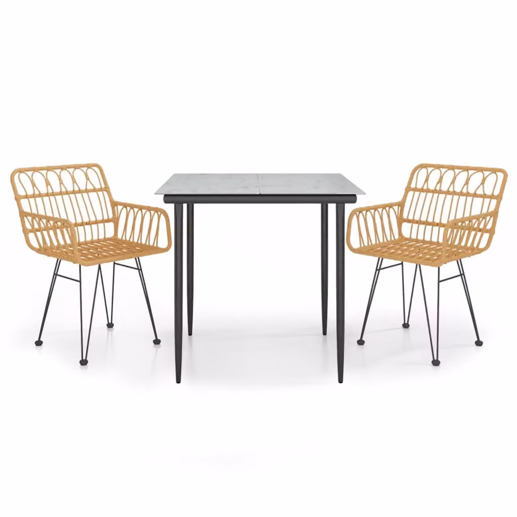 Set da Pranzo da Giardino 3 pz in Polyrattan