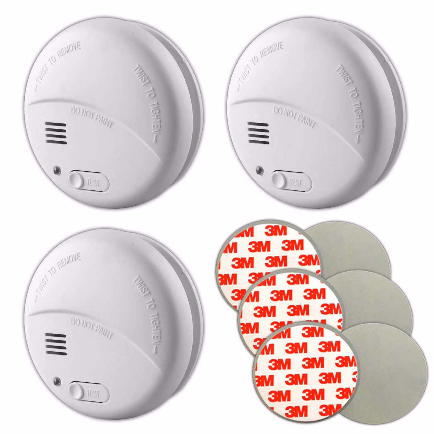 3 rilevatori di fumo da 85 dB, con batterie da 9 V e supporti magnetici inclusi