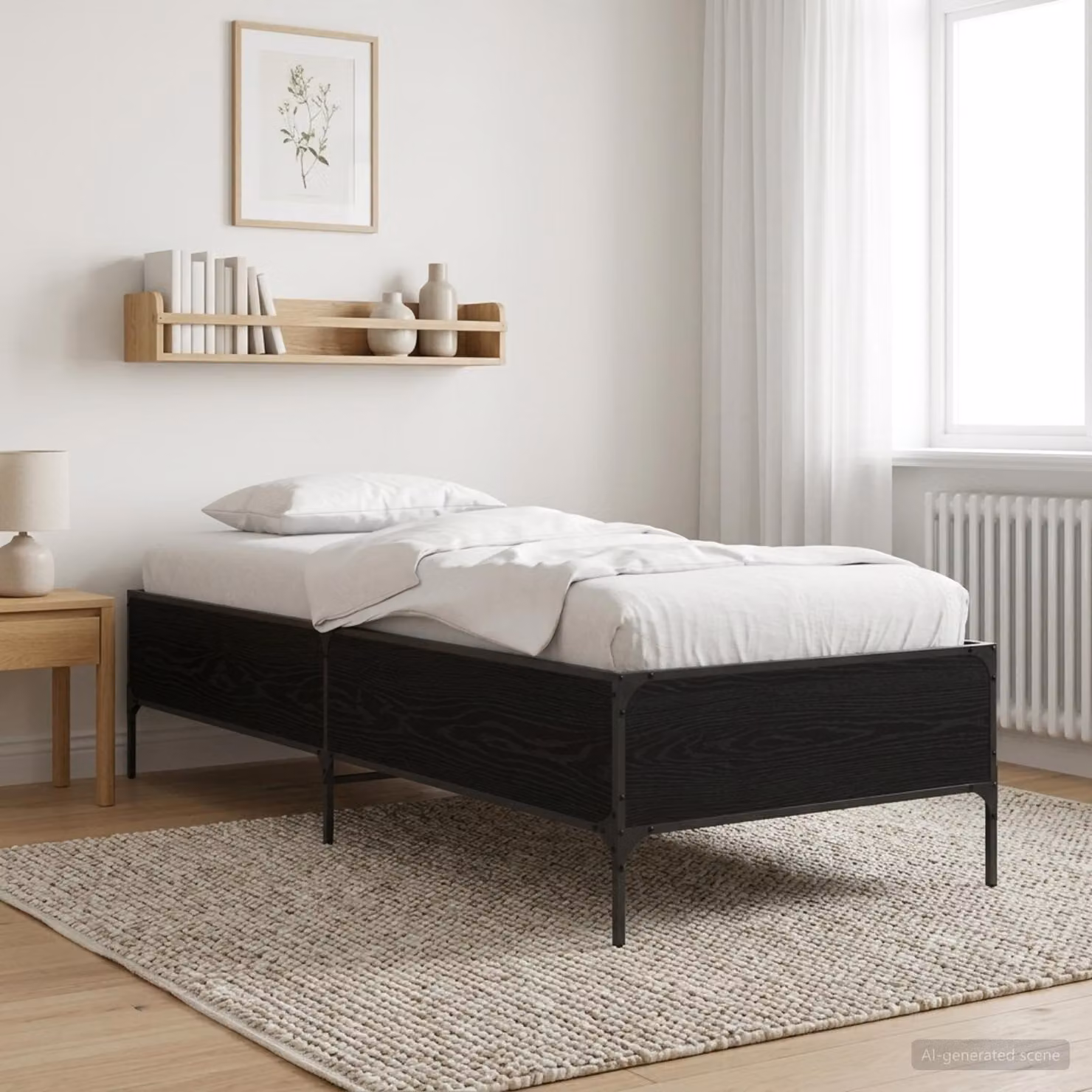 Struttura del letto moderna vidaXL in legno nero L: 80 cm, P: 200 cm, H: 140 cm