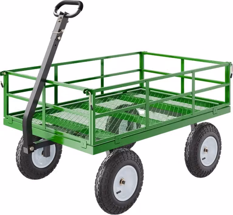 Carrello da giardino per carichi pesanti, portata 1200 libbre, resistente acciaio Q235 e gomma, 1200 libbre