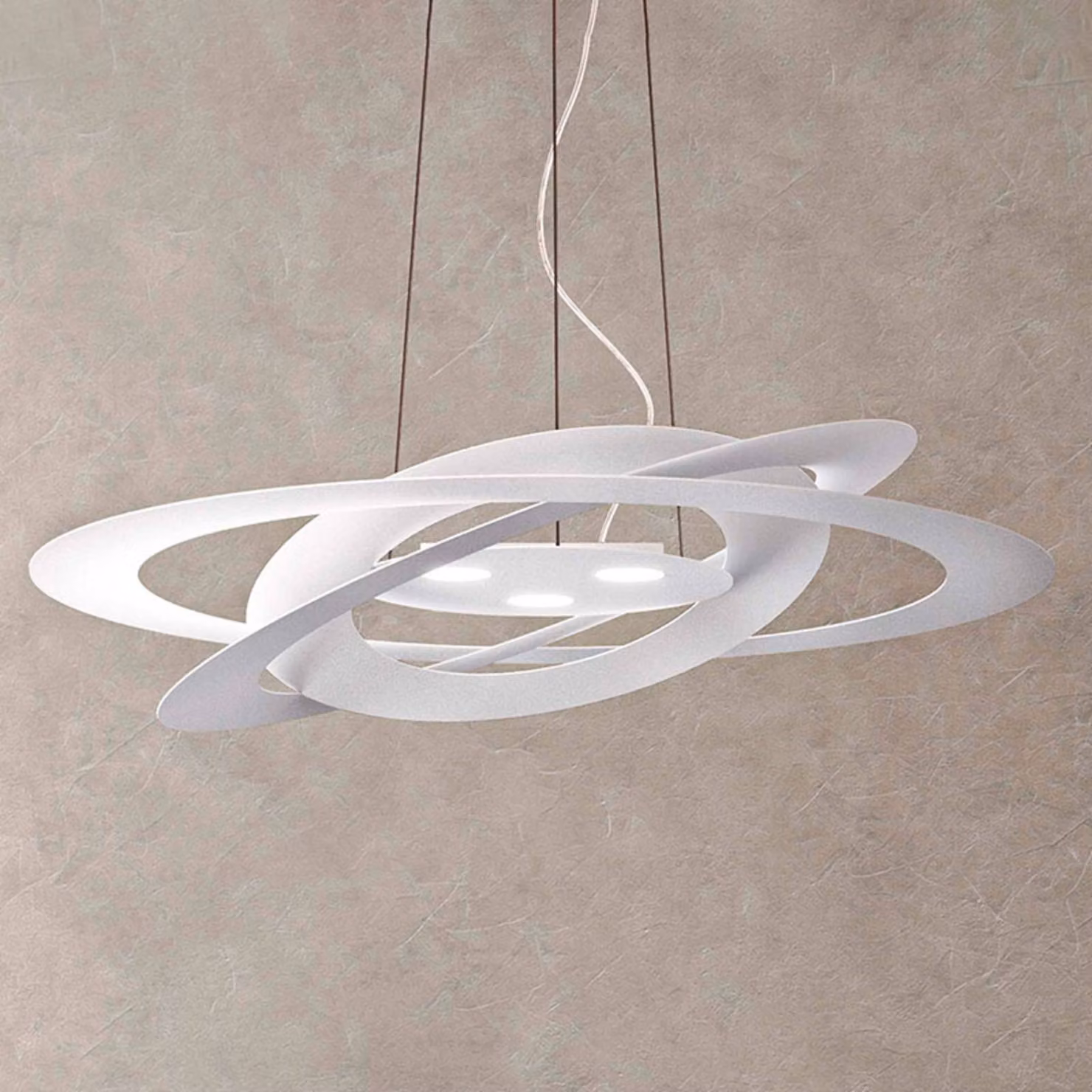 Marchetti Lampada a sospensione Afelio, Bianco / Opale, Soggiorno / Sala da pranzo, Metallo, Design, Lampada a sospensione