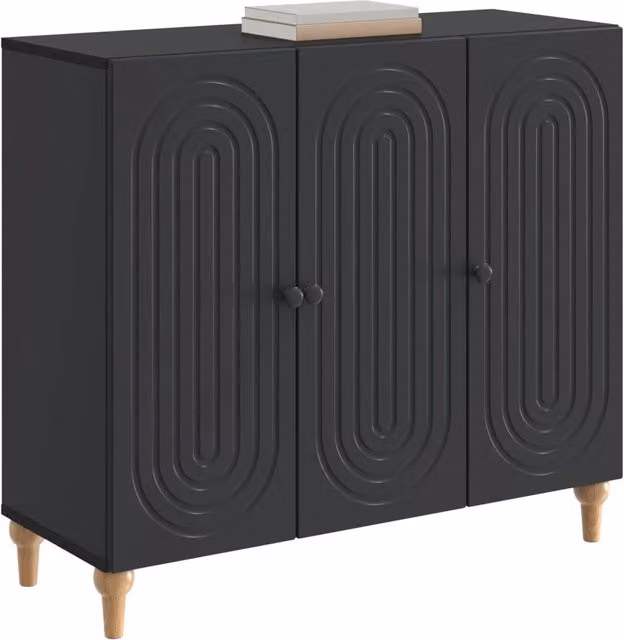 Credenza moderna Design In in legno MDF nero opaco L: 89 cm, P: 34,5 cm, H: 80 cm