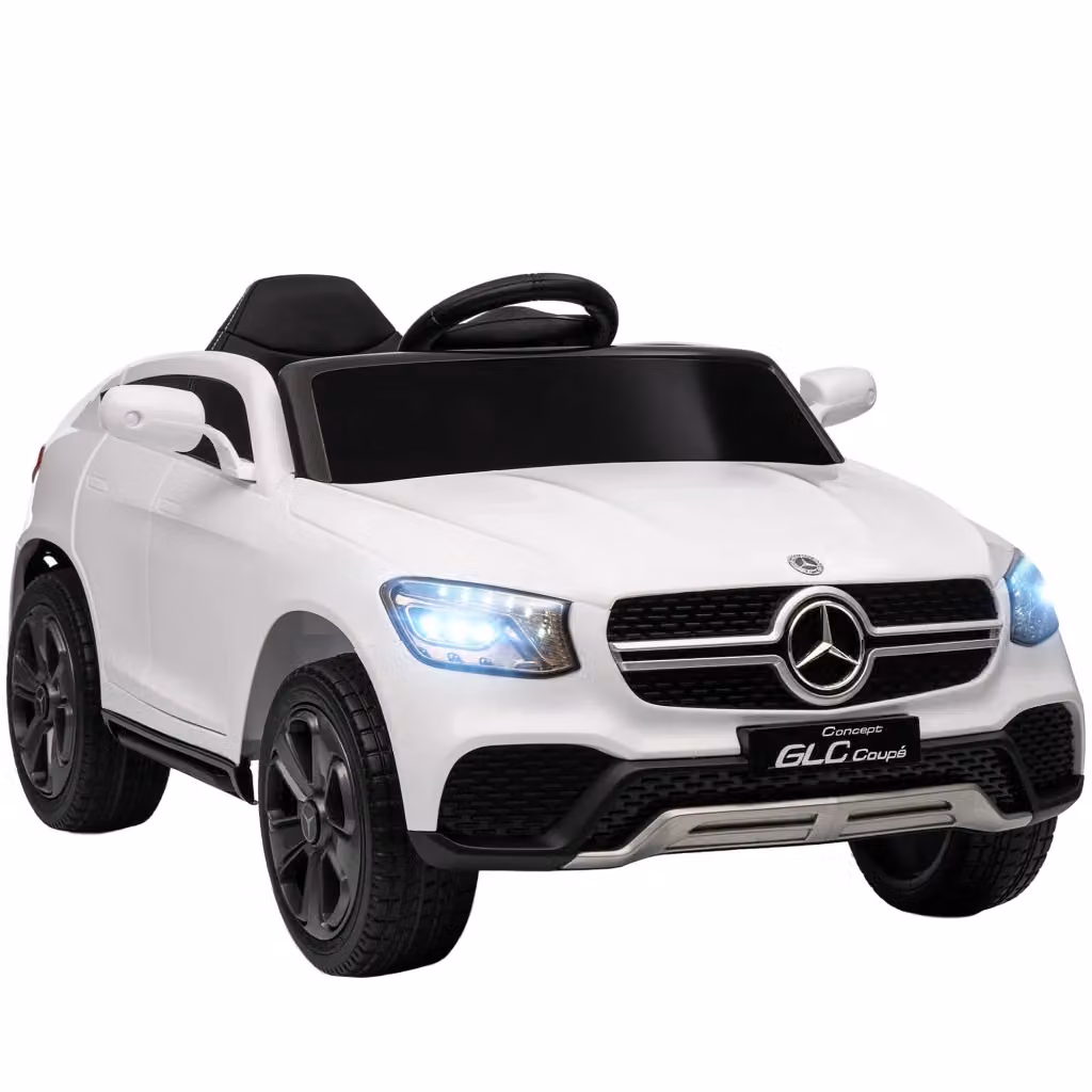 Macchina elettrica Mercedes per bambini 12V con telecomando, luci LED e musica, 3 velocità, colore bianco – 2