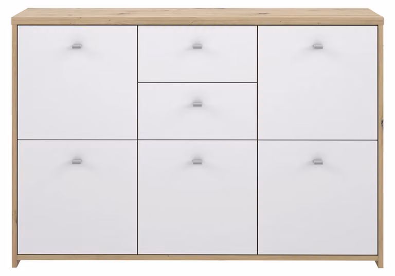 FORTE BEST: Comò con 5 ante e 2 cassetti, realizzato in materiale composito, finitura "Artisan Eggshell"