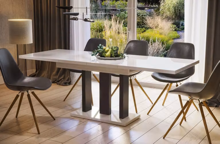 Tavolo da pranzo Endo-Moebel Appia 130cm - 210cm tavolo a colonna allungabile tavolo da cucina (bianco lucido)