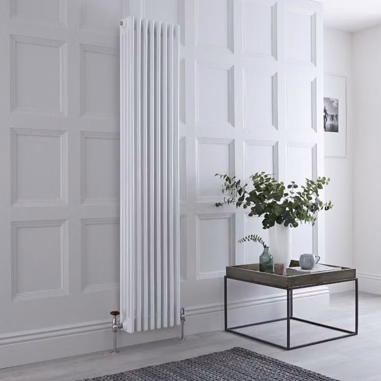 Radiatore Stile Ghisa Verticale Bianco - 380mm - Senza Piedini per Radiatore