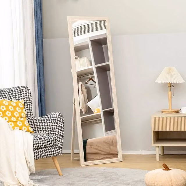 Specchio intero WISHDOR moderno con cornice rettangolare, bianco, L: 160 cm, P: 50 cm – 1