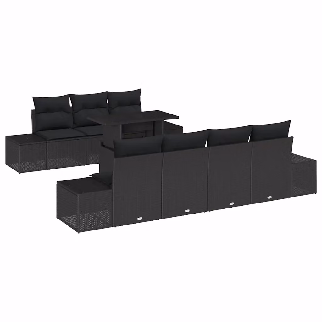 Set Divano da Giardino vidaXL 8 Pezzi con Tavolino e Cuscini Nero – 2