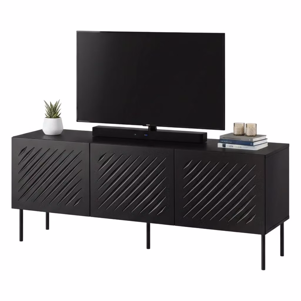 Mobile Porta TV Termoli DMORA Nero Moderno L: 150.5 cm, P: 42 cm, H: 60 cm – 2