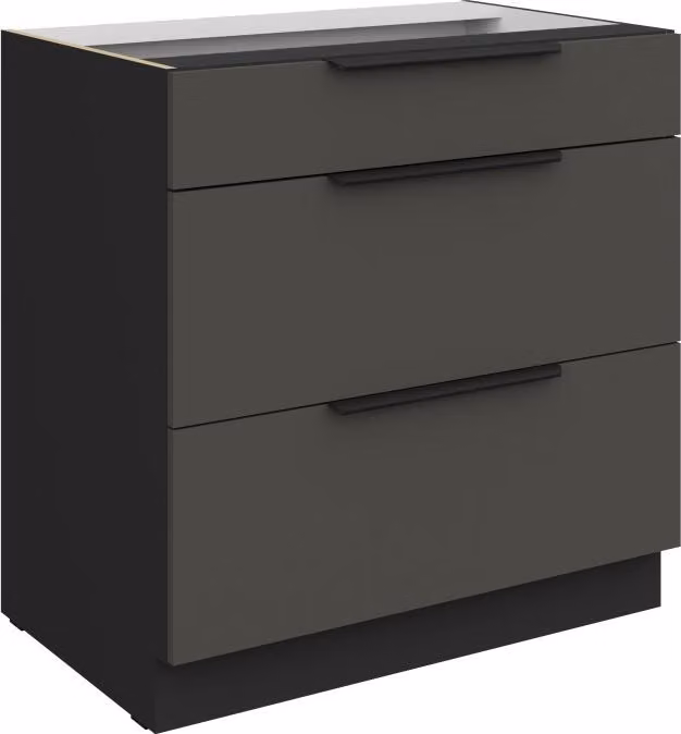 Mobiletto inferiore con cassetti LUNARA - larghezza 80 cm, grafite / nero