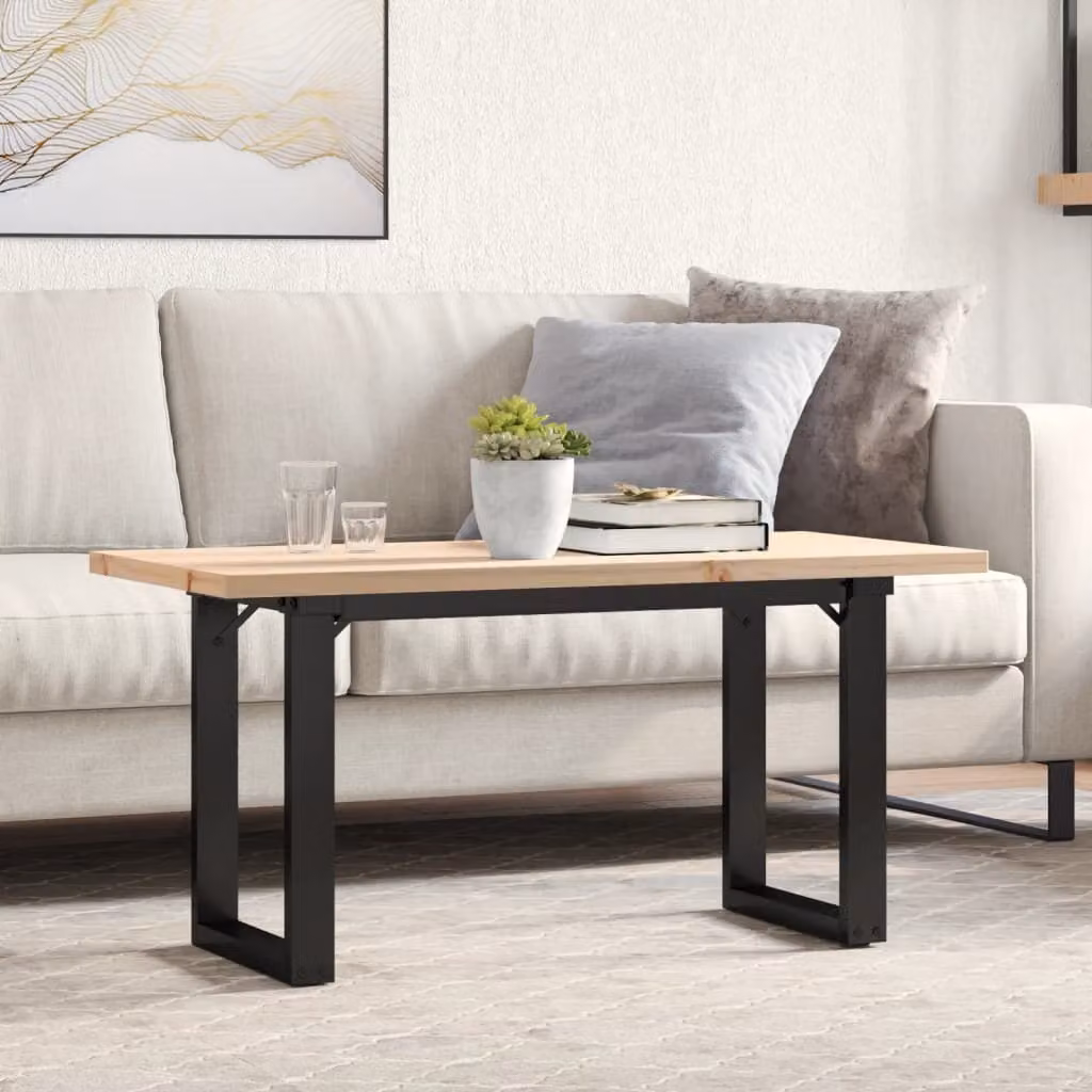 Maison Exclusive - Tavolino Salotto Telaio a O 100x50x45,5 cm Legno Pino e Acciaio