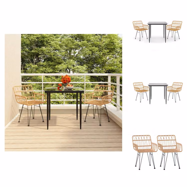 vidaXL Set da pranzo da giardino 3 pezzi in rattan - Set di mobili da giardino