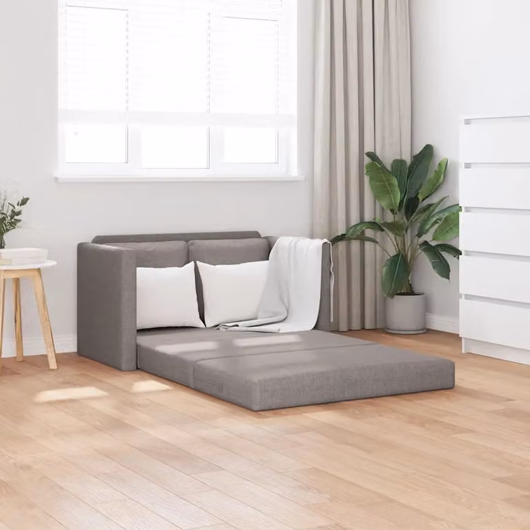 vidaXL Divano Letto 2 in 1 Moderno in Tessuto Tortora L: 112 cm, P: 174 cm, H: 55 cm