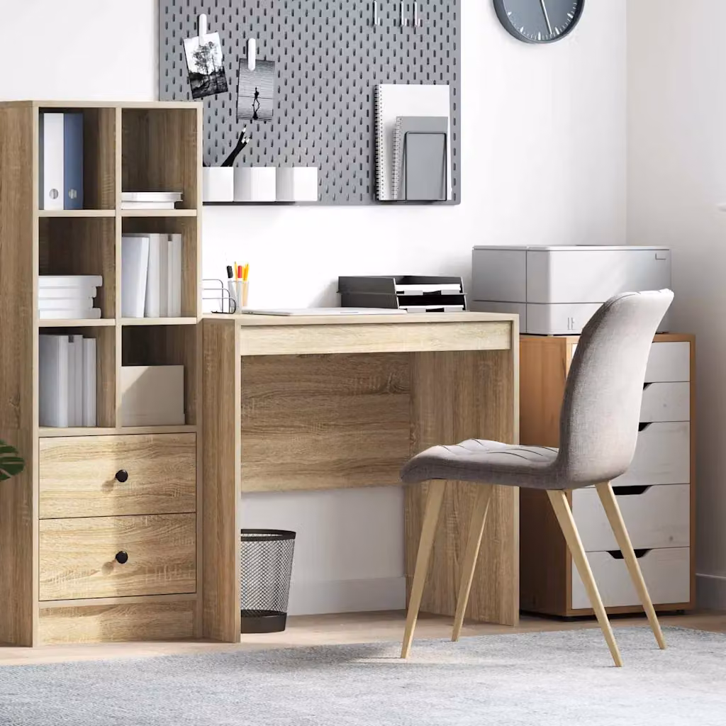 Scrivania minimalista vidaXL in legno e MDF, colore rovere, L 80 x P 50 x H 76 cm
