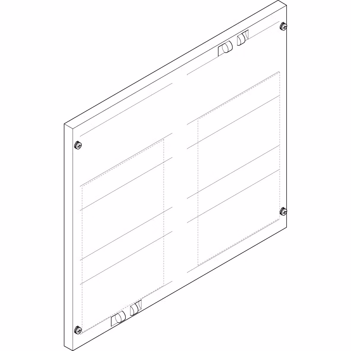 Piastra di copertura ABN 500x450 mm 2FB/3RE_NH1, raccoglitore da 40 mm per 2 sezionatori NH1, EBM 70 mm FAP23512N
