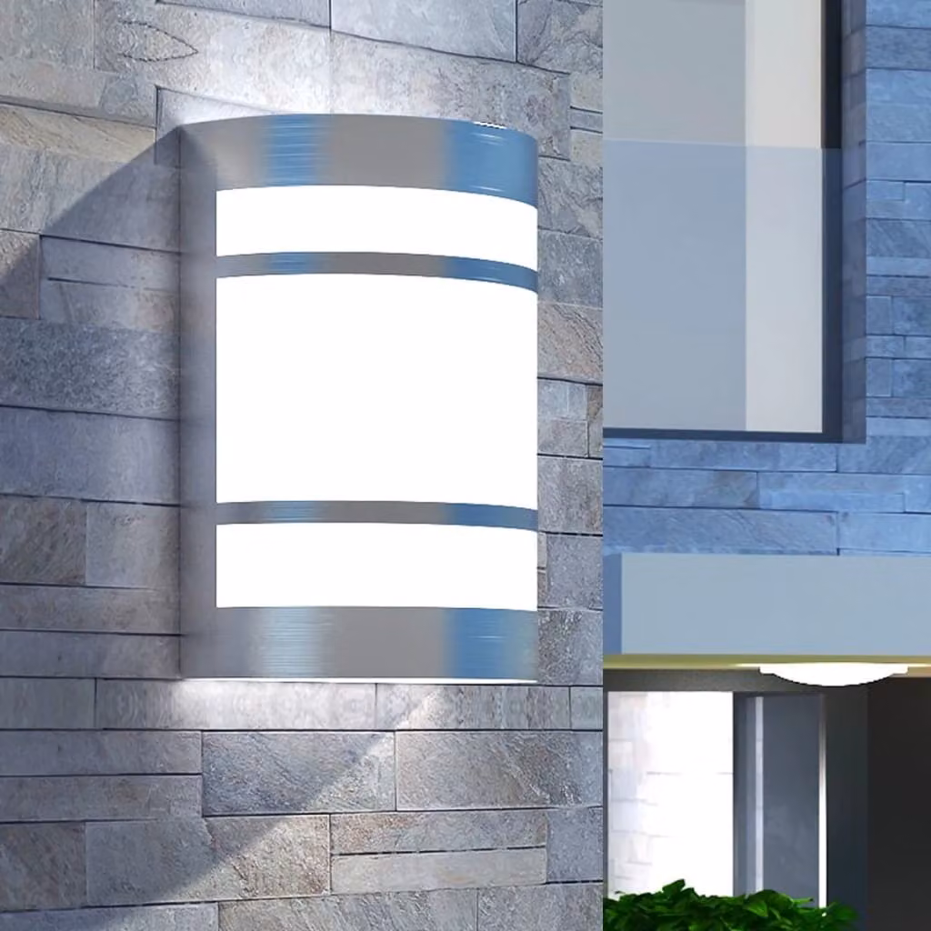 The Living Store Lampada da parete per esterni in acciaio inox