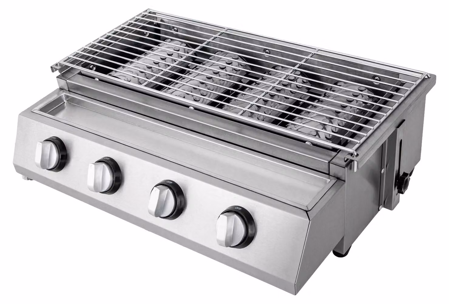 Barbecue, 4 bruciatori, portatile a gas GPL, argento
