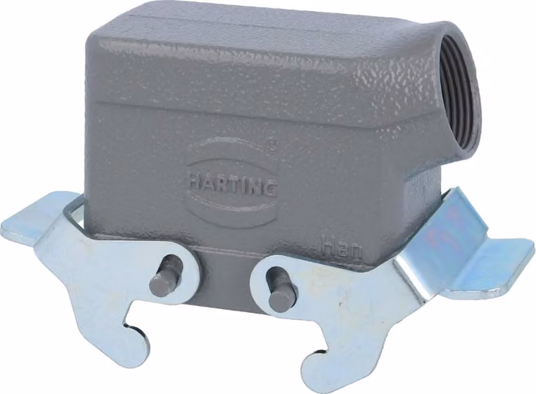 HARTING Han 10B Contenitore a manicotto basso, 1xM25 uscita cavo laterale, con 2 staffe trasversali Vite M25 Area di serraggio