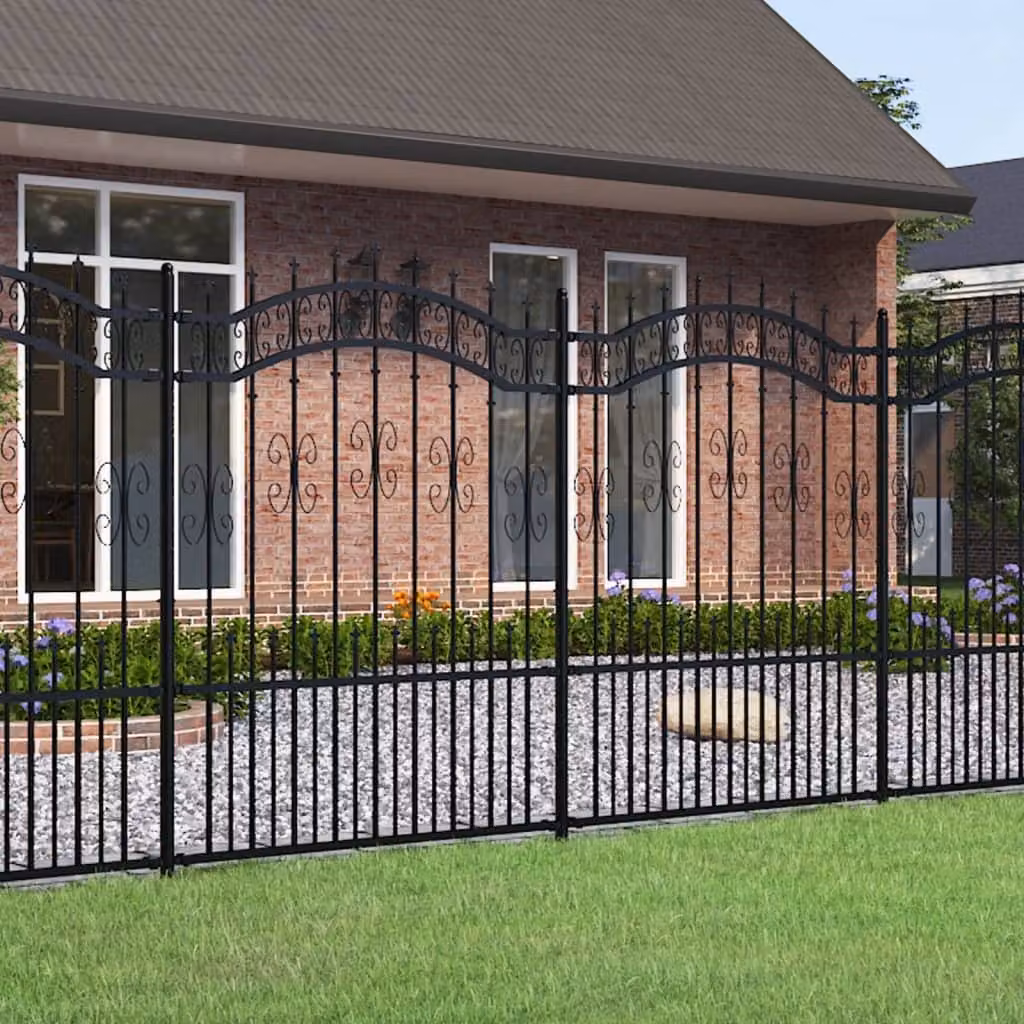 Maison Exclusive - Recinzione da giardino con punta a lancia nera 240x150 cm in acciaio verniciato a polvere