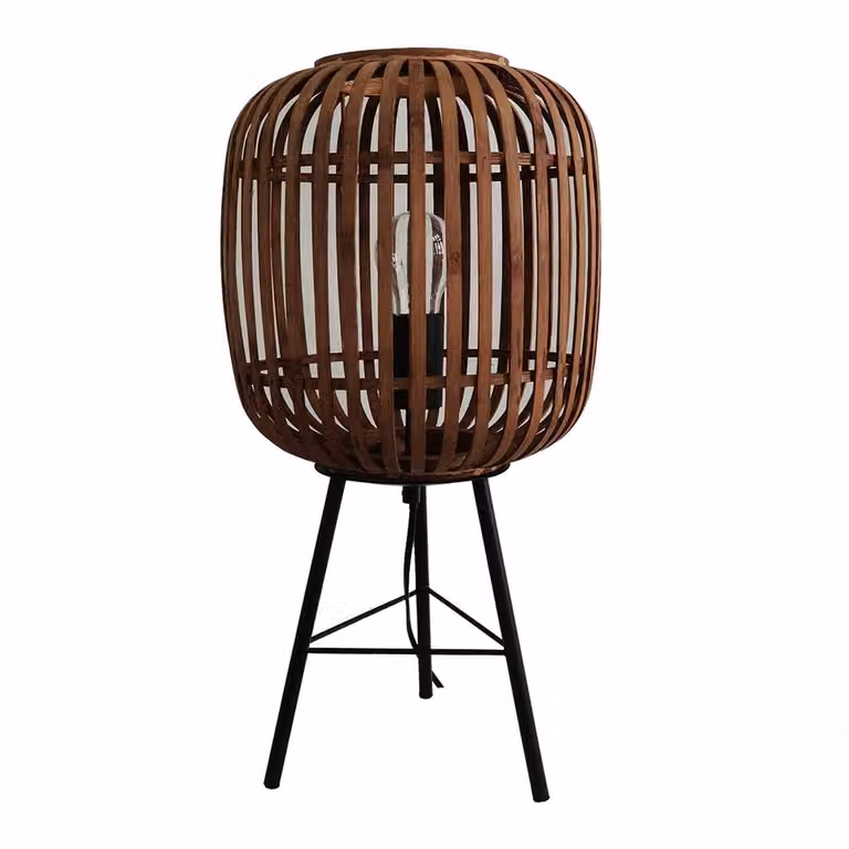 Lampada da tavolo Versa in metallo marrone e tessuto di bambù (25 x 50 x 25 cm)