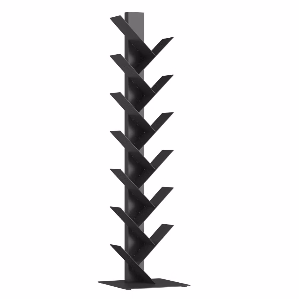 Libreria a forma di albero Eksjö en.casa in metallo nero, H 150 x L 39 x P 39 cm – 2