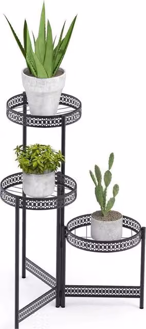 Supporte per piante in acciaio verde rotante per piante e fiori per balcone e giardino esterno