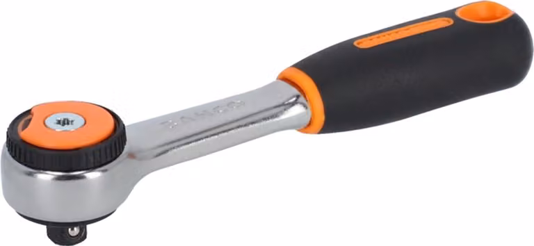 Chiave a cricchetto Bahco da 1/4 di pollice, con testa a cricchetto rotonda, 72 denti e angolo di ritorno di 5°, lunghezza 120 mm