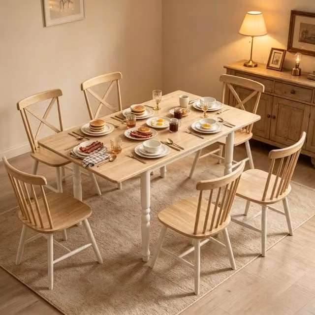 Tavolo da pranzo pieghevole ULEVR 74-134x80 cm in MDF e acciaio, estensibile per 2-6 persone, rovere e bianco
