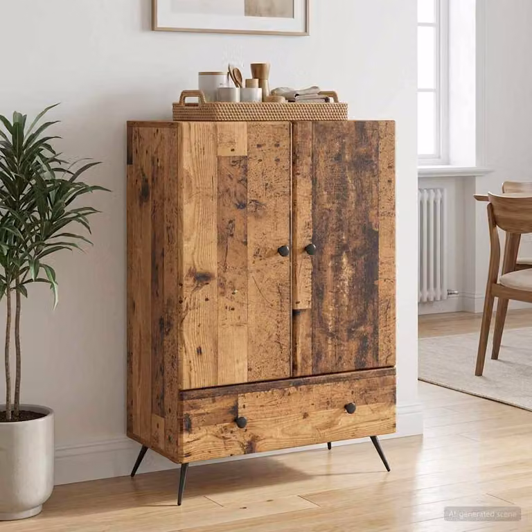 Credenza vidaXL in legno antico e metallo, colore marrone, L 66 x P 34,5 x H 95 cm