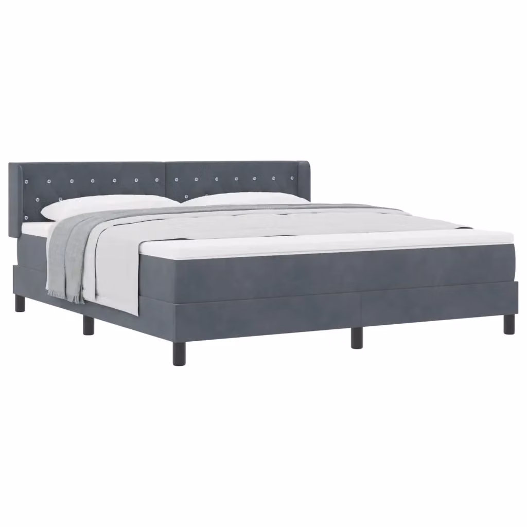 Letto ibrido con testiera in velluto vidaXL Grigio, L: 180 cm x P: 200 cm – 2
