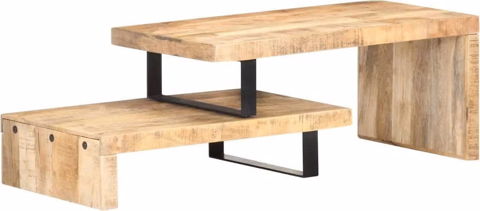 The Living Store Set di 2 tavolini in legno massiccio di mango