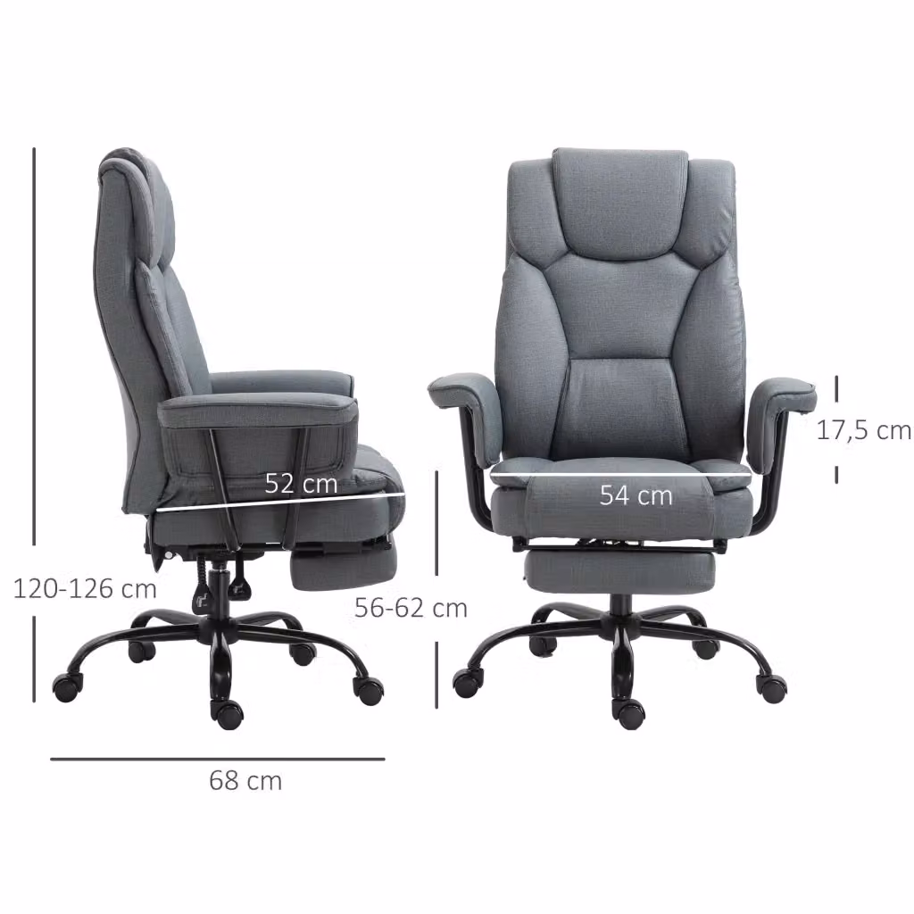 Sedia da ufficio ergonomica WISHDOR grigia con poggiatesta, braccioli e base girevole a 360 gradi – 2