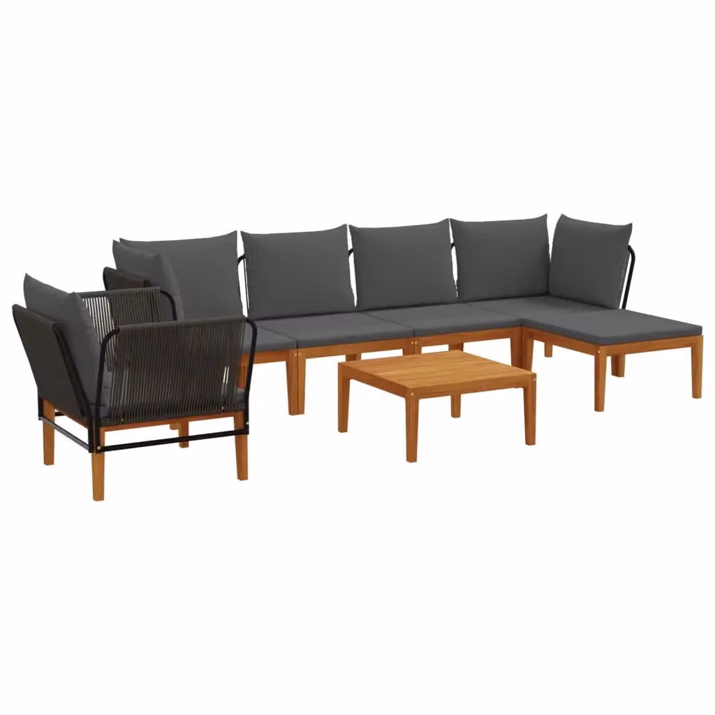 Set di 7 sedie da giardino vidaXL in legno di acacia e corda naturale per esterni – 2