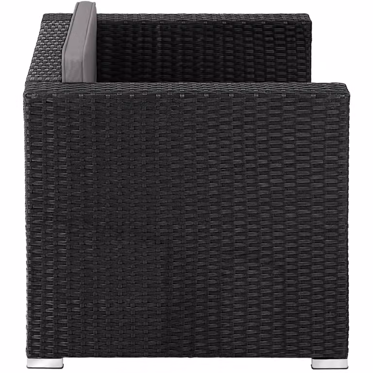 Poltrona moderna in rattan e metallo TecTake GmbH colore nero opaco per giardino, balcone o terrazza, L/P/H: 70 x 69 x 65 cm