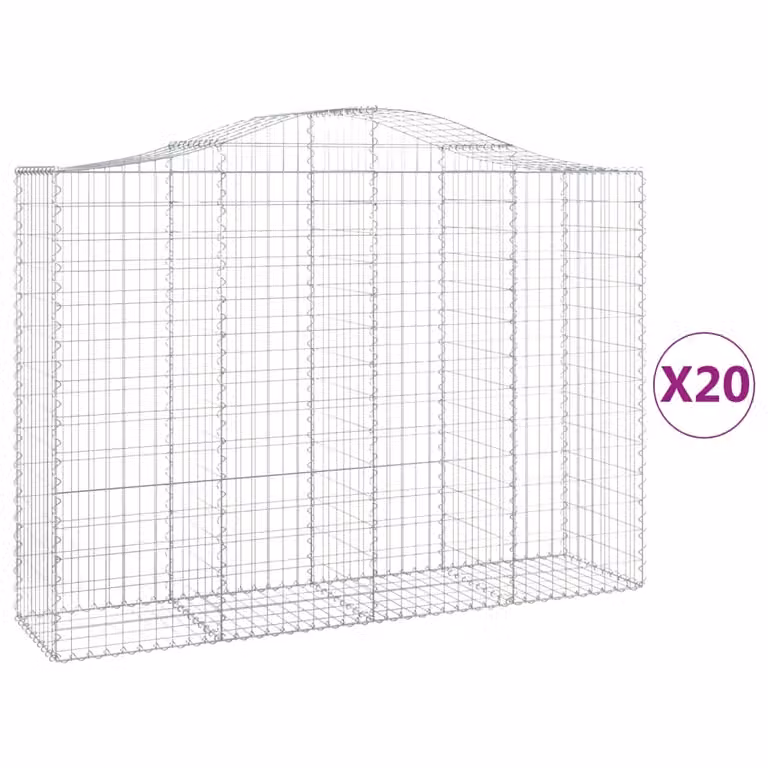 Cesti Gabbioni ad Arco 20 pz 200x50x140/160 cm Ferro Zincato