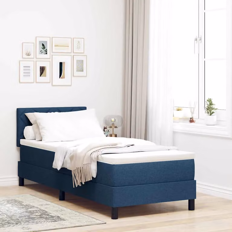 Letto a molle vidaXL con illuminazione LED blu e porta di ricarica USB in tessuto, L 200 cm x L 80 cm