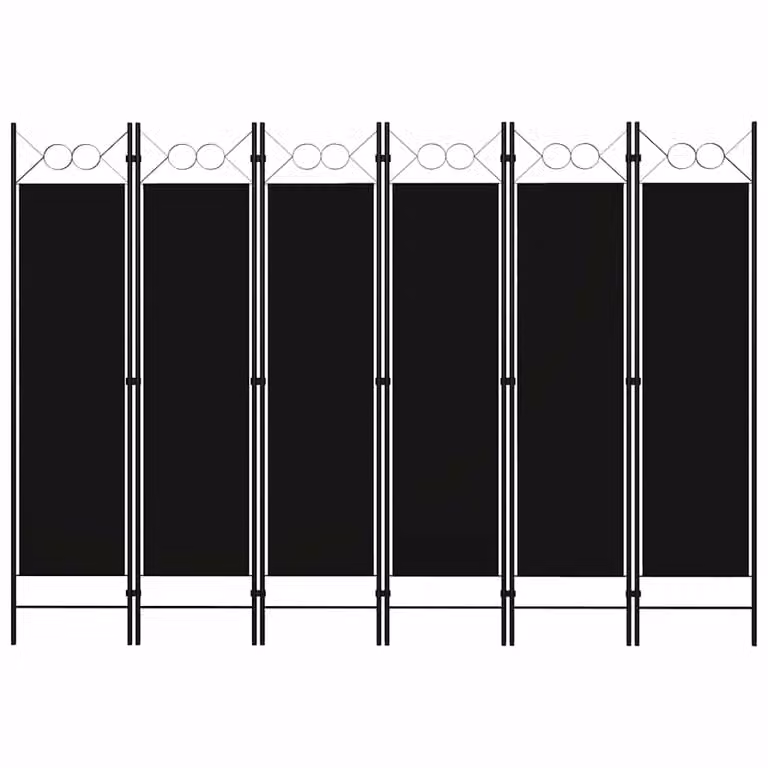 Paravento a 6 Pannelli vidaXL con Design Geometrico Moderno, Nero, L: 240 cm, H: 180 cm