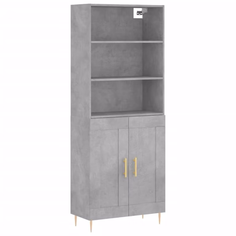 Credenza Grigio Cemento 69,5x34x180 cm in Legno Multistrato
