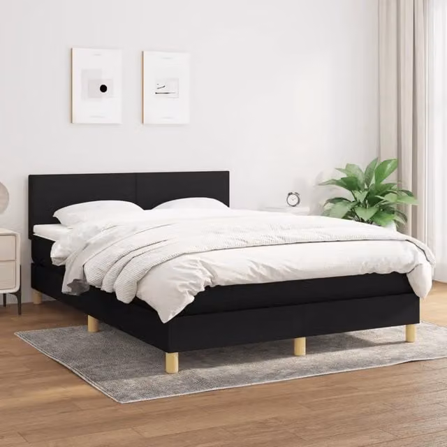 Letto Ibrido con Giroletto a Molle e Materasso vidaXL, Colore Nero e Bianco, L/P/H: 140 x 190 x 88 cm – 1