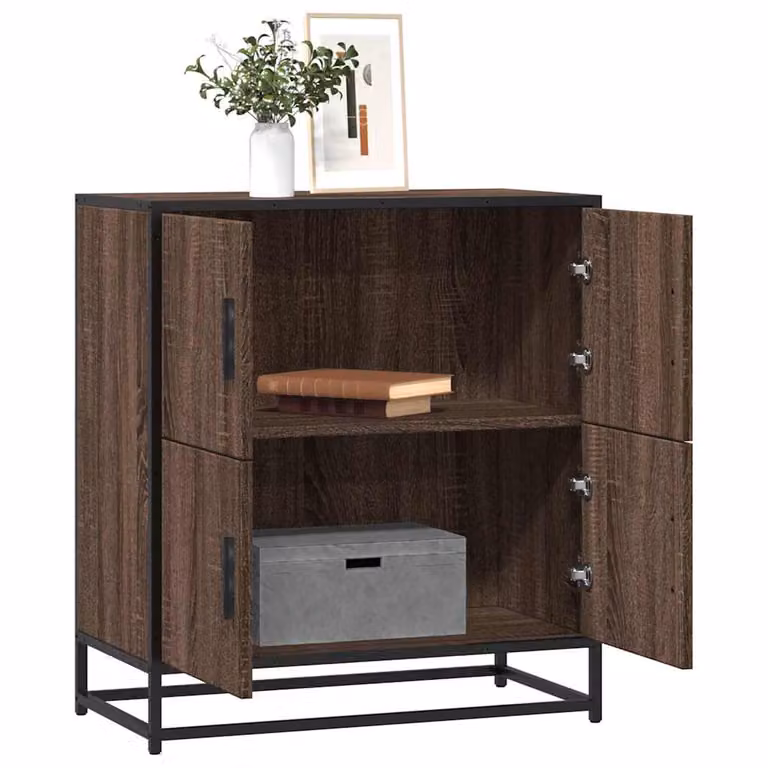 Credenza stile industrial vidaXL in legno e metallo, colore marrone, L 68 cm x P 35 cm x H 76 cm