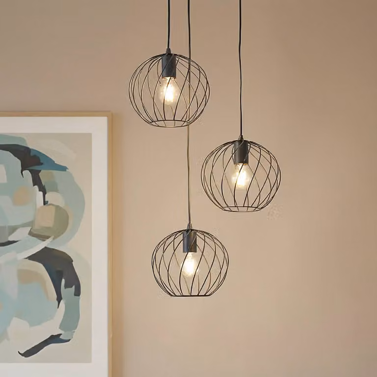 Lampada a sospensione Danika Lindby, dimmerabile, Nero, Soggiorno / Sala da pranzo, Metallo, Moderno, Lampada a sospensione