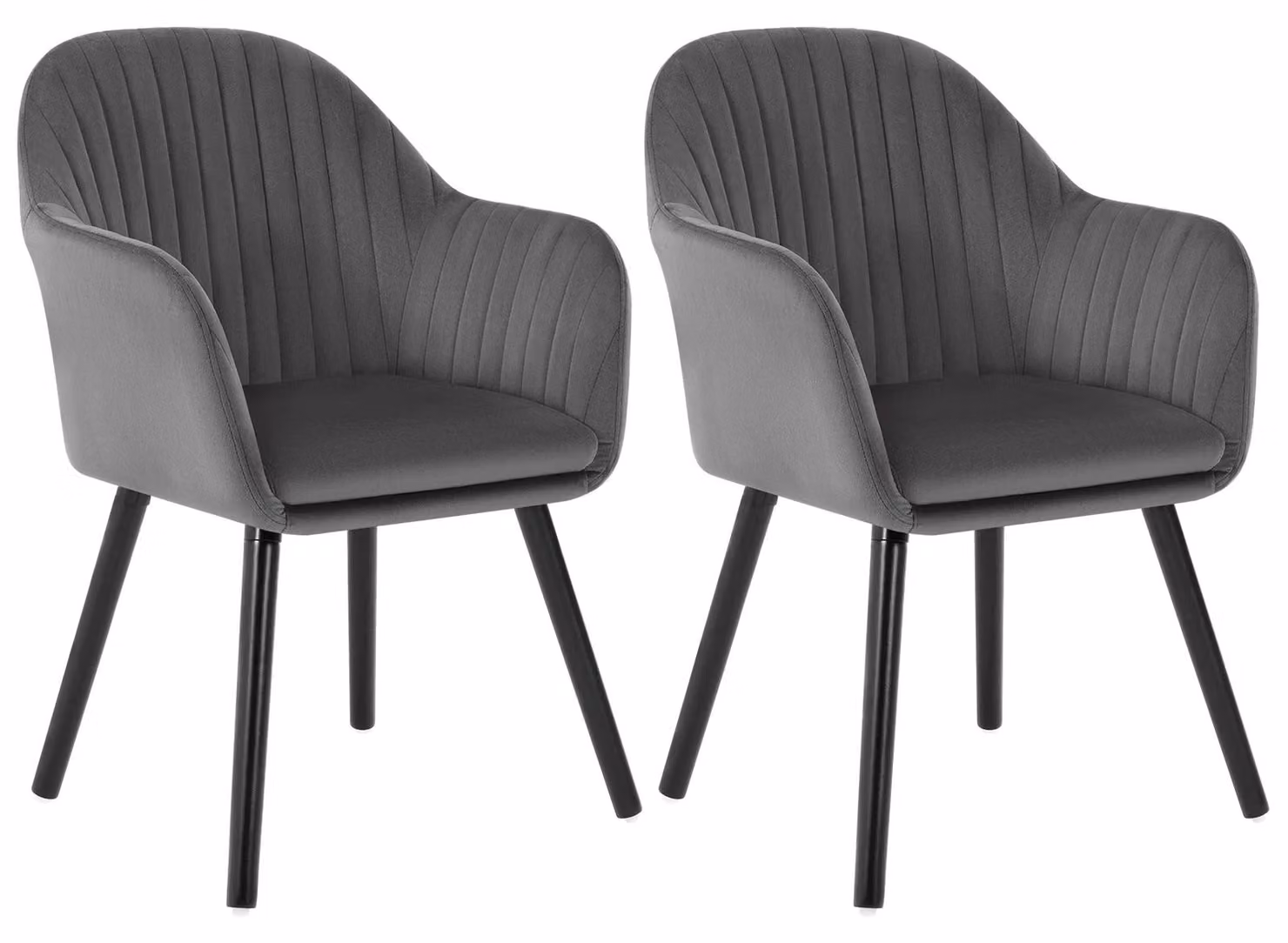 Set di 2 sedie da pranzo - Rivestimento in velluto - Con braccioli - Design ergonomico